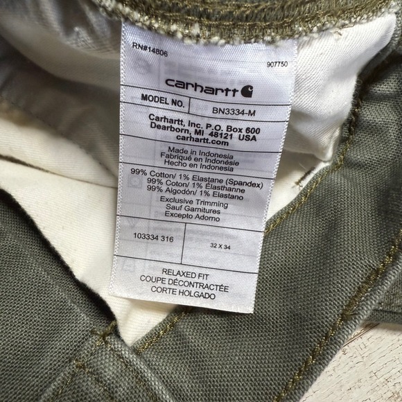 Carhartt Double Knee Relaxed Fit Cargo Pants Utility Green Mens 32x34 BN3334M - Picture 15 of 16